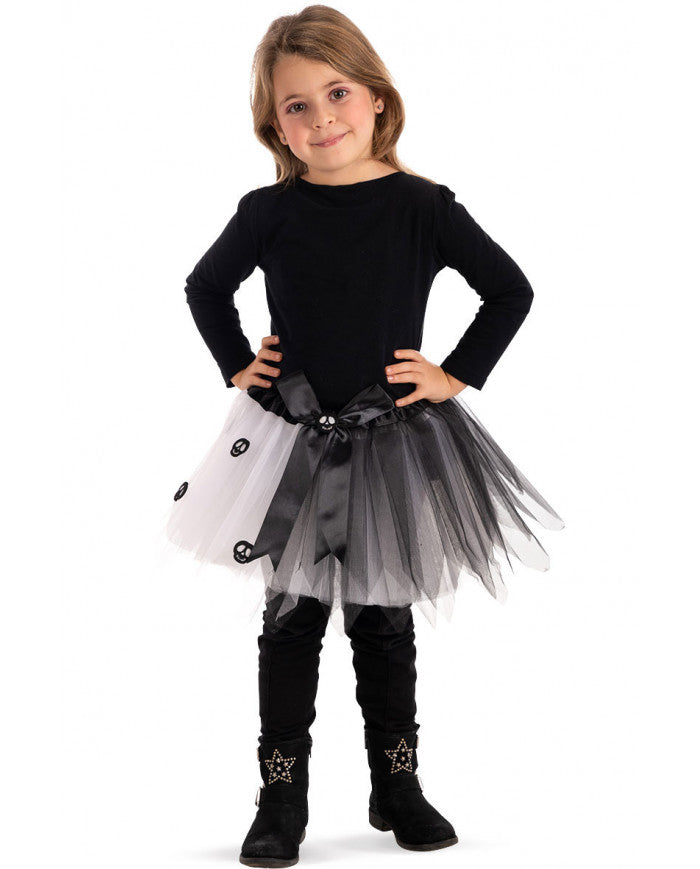 White & Black Tutu With Skulls