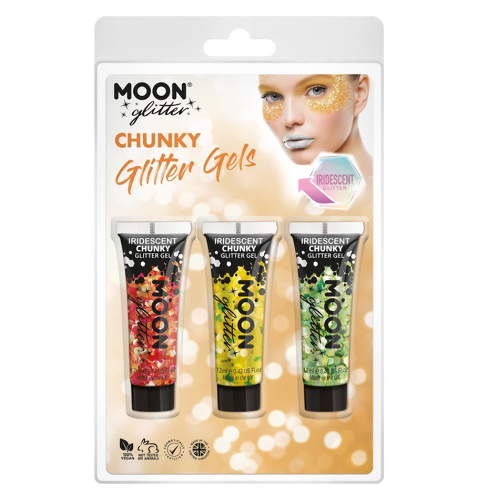 Moon Glitter Iridescent Chunky Clamshell, 3g Costume Make Up Moon Glitter Iridescent Chunky Clamshell, 3g Costume Make Up