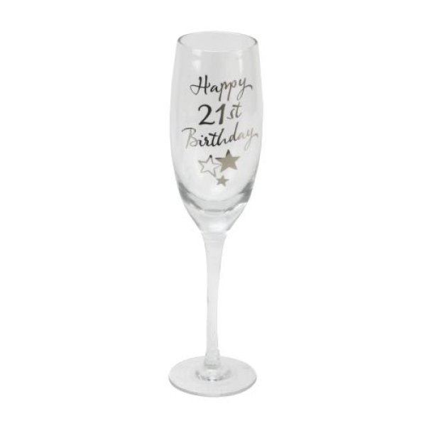 21st Birthday Stars Champagne Flute Glass Gift